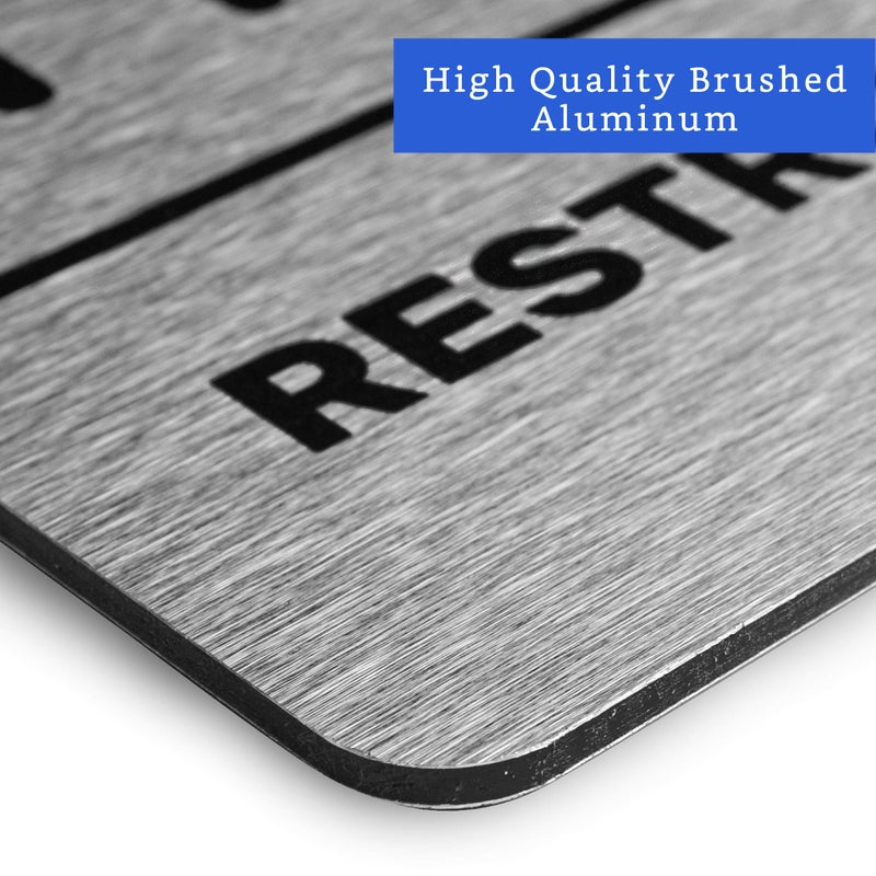GLOBE ROCKET Unisex Restroom Sign (Brushed Aluminum) - Men and Women Modern Bathroom Signage - Restroom Signs for Business - Bathroom Signs for Business - Image 3